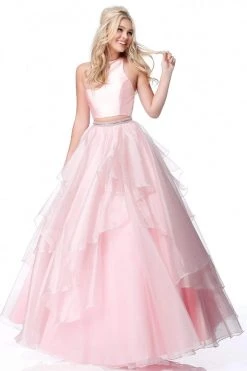 Sherri Hill - 51960 Two Piece Satin Halter Chiffon Ballgown 7 Sherri Hill - 51960 Two Piece Satin Halter Chiffon Ballgown