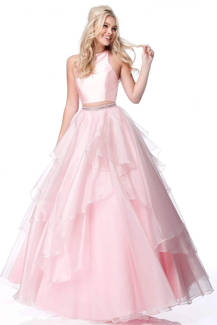 Sherri Hill - 51960 Two Piece Satin Halter Chiffon Ballgown 5 Sherri Hill - 51960 Two Piece Satin Halter Chiffon Ballgown