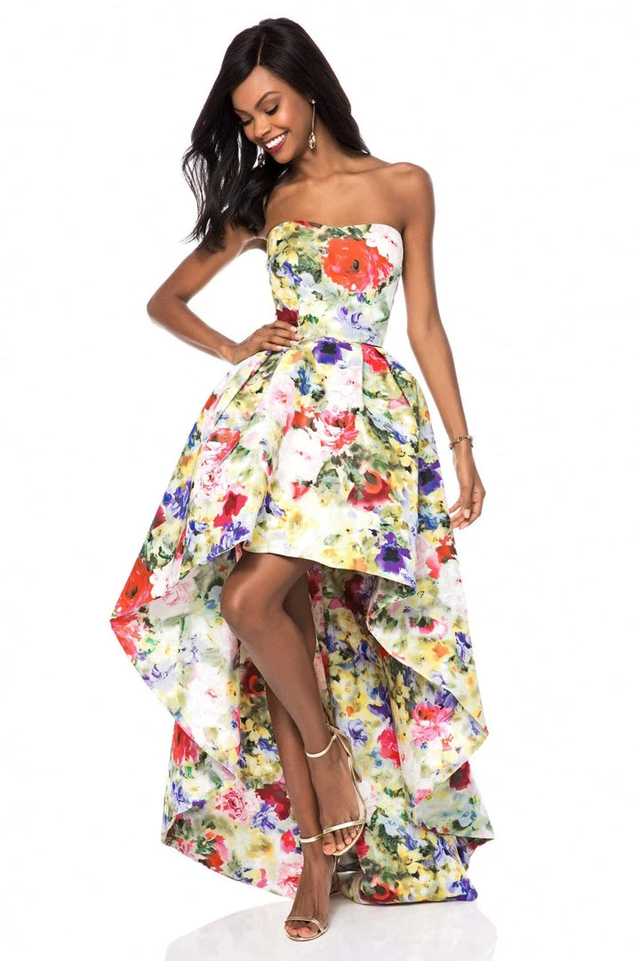 Sherri Hill - 51968 Strapless Floral Print High Low A-Line Dress 3 Sherri Hill - 51968 Strapless Floral Print High Low A-Line Dress