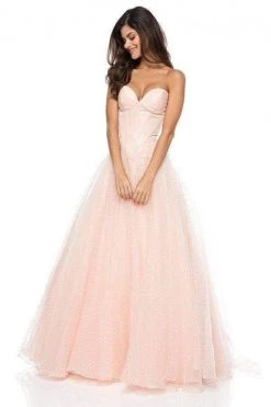 Sherri Hill - 51980 Strapless Corset Top Point D'esprit Gown