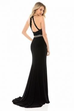 Sherri Hill - 51992 Lace Halter Jersey Trumpet Dress