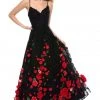 Sherri Hill - 51993 Rose Applique Lace V-Neck A-Line Dress