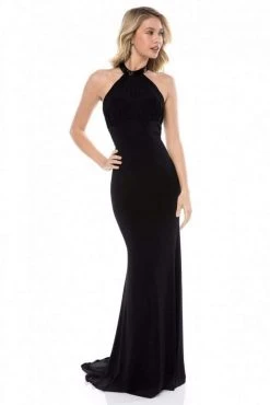 Sherri Hill - 51998 Halter Neck Jersey Fitted Dress