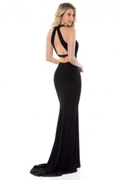 Sherri Hill - 51998 Halter Neck Jersey Fitted Dress