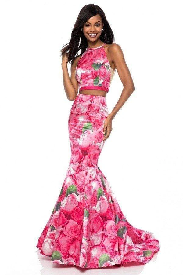 Sherri Hill - 52000 Two Piece Halter Floral Print Mermaid Dress 3 Sherri Hill - 52000 Two Piece Halter Floral Print Mermaid Dress