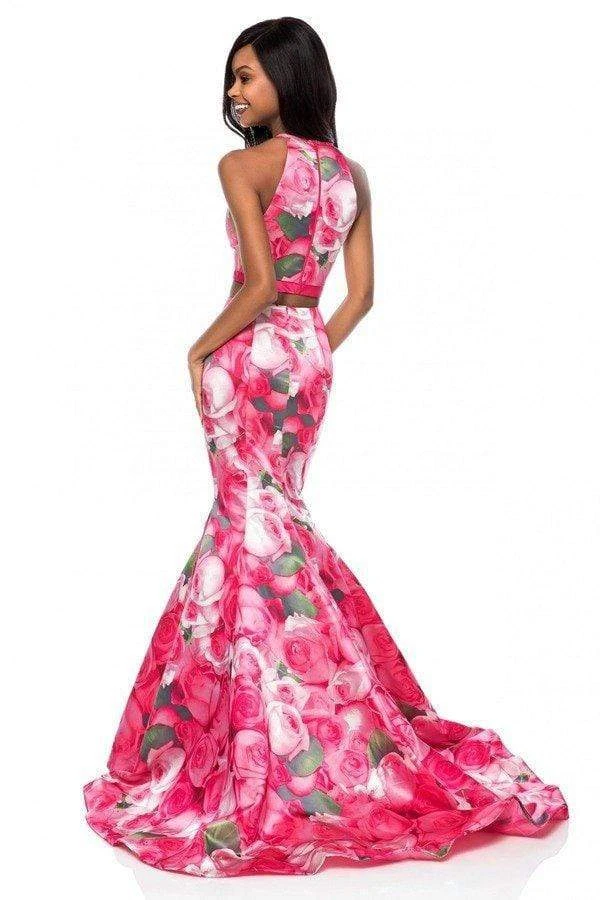 Sherri Hill - 52000 Two Piece Halter Floral Print Mermaid Dress 4 Sherri Hill - 52000 Two Piece Halter Floral Print Mermaid Dress
