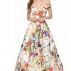 Sherri Hill - 52004 Off-Shoulder Satin Floral Print Ballgown 1 Sherri Hill - 52004 Off-Shoulder Satin Floral Print Ballgown