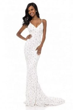 Sherri Hill - 52008 Beaded Plunging V-neck Sheath Dress