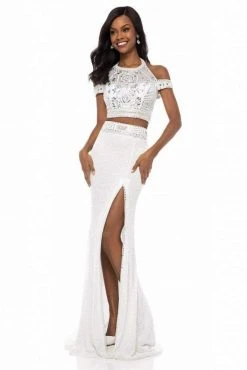 Sherri Hill - 52009 Bedazzled Halter Neck Sheath Dress