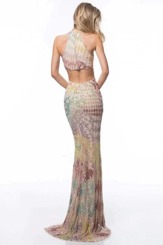 Sherri Hill - 52032 Beaded Deep Halter V-neck Dress With Open Back 9 Sherri Hill - 52032 Beaded Deep Halter V-neck Dress With Open Back