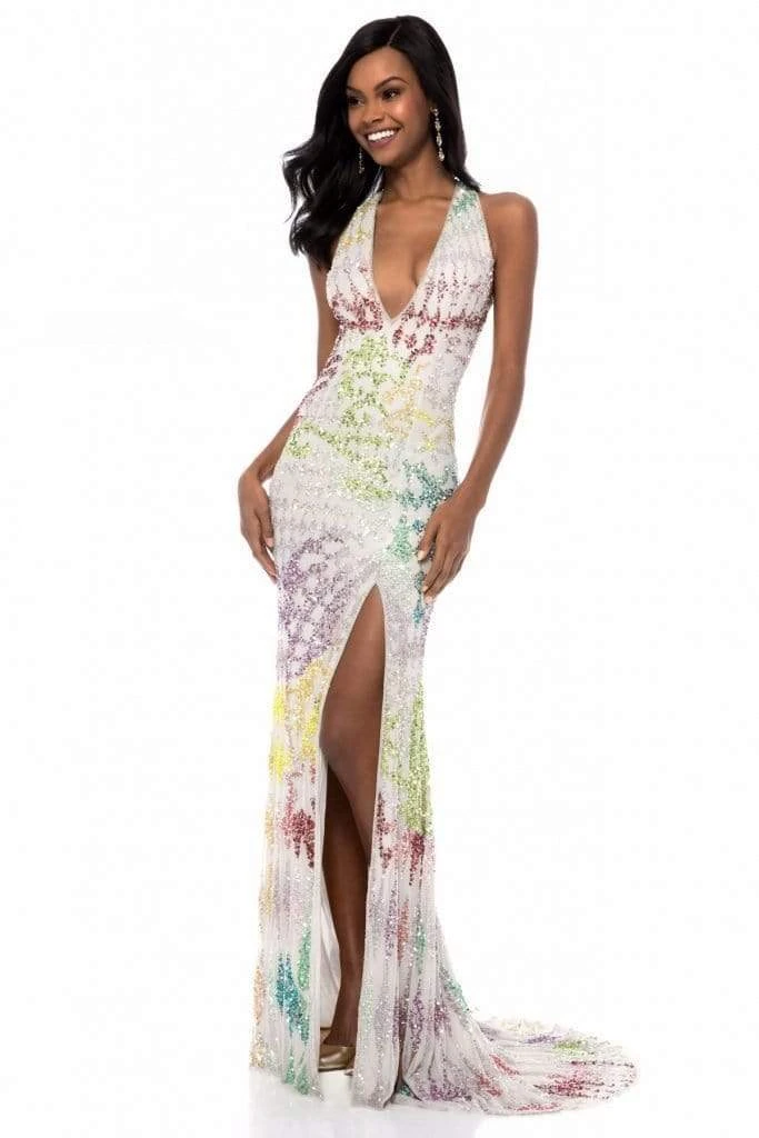 Sherri Hill - 52032 Beaded Deep Halter V-neck Dress With Open Back 7 Sherri Hill - 52032 Beaded Deep Halter V-neck Dress With Open Back