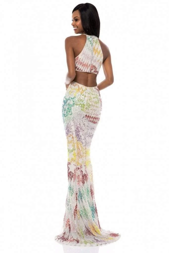 Sherri Hill - 52032 Beaded Deep Halter V-neck Dress With Open Back 8 Sherri Hill - 52032 Beaded Deep Halter V-neck Dress With Open Back