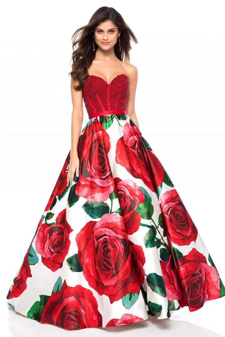 Sherri Hill - 52039 Pearl Beaded Sweetheart Floral Print Ballgown 3 Sherri Hill - 52039 Pearl Beaded Sweetheart Floral Print Ballgown