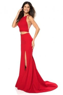 Sherri Hill - 52042 Two Piece Halter Bodice High Slit Long Dress 11 Sherri Hill - 52042 Two Piece Halter Bodice High Slit Long Dress