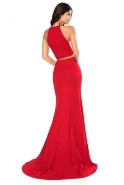 Sherri Hill - 52042 Two Piece Halter Bodice High Slit Long Dress 12 Sherri Hill - 52042 Two Piece Halter Bodice High Slit Long Dress