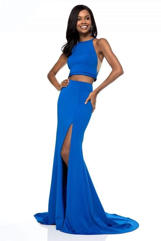 Sherri Hill - 52042 Two Piece Halter Bodice High Slit Long Dress 9 Sherri Hill - 52042 Two Piece Halter Bodice High Slit Long Dress