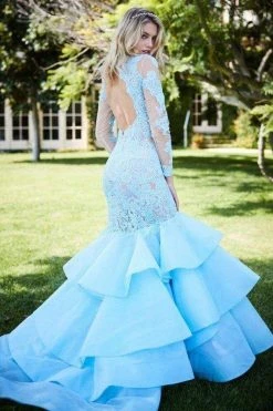 Sherri Hill - 52044 Lace Illusion Jewel Tiered Mermaid Dress