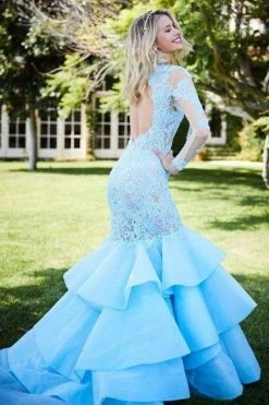 Sherri Hill - 52044 Lace Illusion Jewel Tiered Mermaid Dress