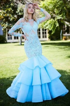 Sherri Hill - 52044 Lace Illusion Jewel Tiered Mermaid Dress