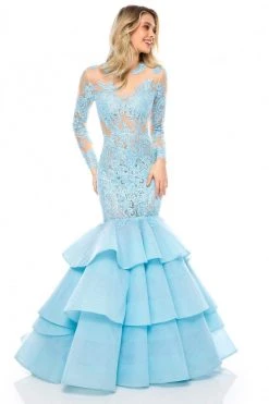 Sherri Hill - 52044 Lace Illusion Jewel Tiered Mermaid Dress