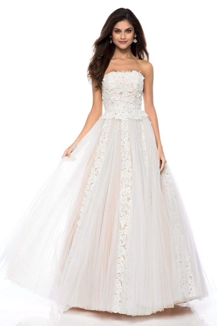 Sherri Hill - 52053 Strapless Lace Applique Tulle Ballgown 3 Sherri Hill - 52053 Strapless Lace Applique Tulle Ballgown