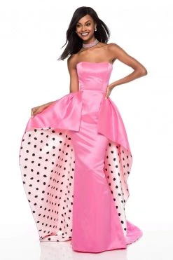 Sherri Hill - 52054 Strapless Dress With Polka Dot Overskirt