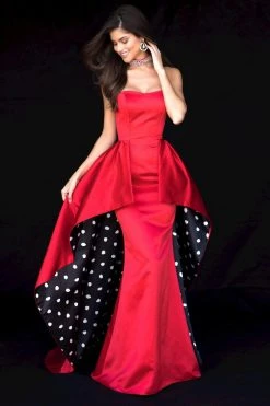 Sherri Hill - 52054 Strapless Dress With Polka Dot Overskirt