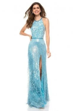 Sherri Hill - 52067 Sequined Halter Neck Sheath Dress