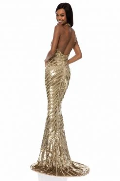 Sherri Hill - 52073 Plunging Halter Allover Sequined Dress