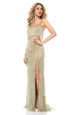 Sherri Hill - 52081 Two Piece Fringed Column Long Dress