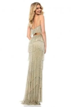 Sherri Hill - 52081 Two Piece Fringed Column Long Dress