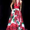 Sherri Hill - 52084 Deep Halter V-Neck Taffeta Ballgown 2 Sherri Hill - 52084 Deep Halter V-Neck Taffeta Ballgown