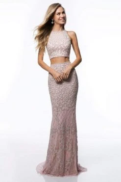 Sherri Hill - 52088 Beaded Two Piece Halter Evening Dress