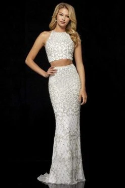 Sherri Hill - 52088 Beaded Two Piece Halter Evening Dress 14 Sherri Hill - 52088 Beaded Two Piece Halter Evening Dress