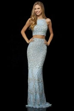 Sherri Hill - 52088 Beaded Two Piece Halter Evening Dress 16 Sherri Hill - 52088 Beaded Two Piece Halter Evening Dress