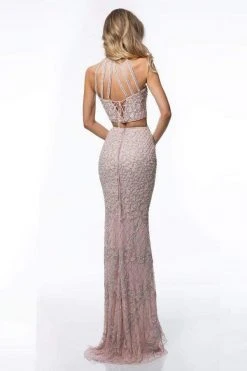 Sherri Hill - 52088 Beaded Two Piece Halter Evening Dress