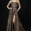 Sherri Hill - 52093 Animal Print A-line Gown With Train 1 Sherri Hill - 52093 Animal Print A-line Gown With Train