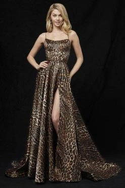 Sherri Hill - 52093 Animal Print A-line Gown With Train