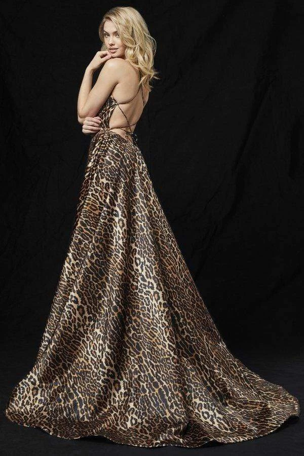 Sherri Hill - 52093 Animal Print A-line Gown With Train 4 Sherri Hill - 52093 Animal Print A-line Gown With Train