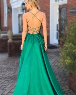 Sherri Hill - 52095 Sexy Strappy Back Long Satin Dress