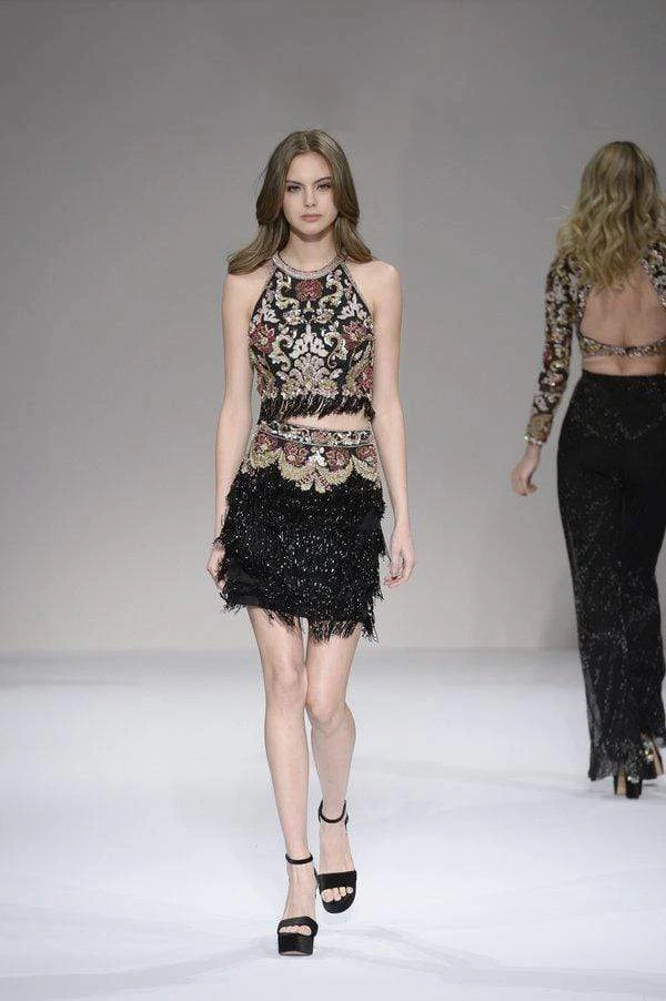 Sherri Hill - 52102 Two Piece Beaded Halter Fringe Sheath Dress 5 Sherri Hill - 52102 Two Piece Beaded Halter Fringe Sheath Dress