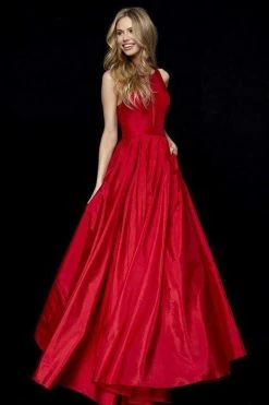 Sherri Hill - 52121 Taffeta Scoop Pleated Evening Dress