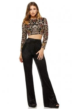 Sherri Hill - 52133 Two Piece Beaded Long Sleeve Pantsuit