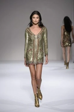 Sherri Hill - 52139 Sequined Long Sleeve Short Fitted Dress