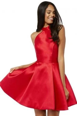 Sherri Hill - 52181 High Halter Neck Satin A-Line Dress