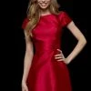 Sherri Hill - 52182 Cap Sleeve Satin A-Line Short Dress 1 Sherri Hill - 52182 Cap Sleeve Satin A-Line Short Dress