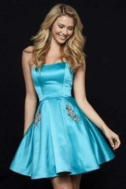 Sherri Hill - 52190 Strapless Satin Cocktail Dress With Beaded Pockets 13 Sherri Hill - 52190 Strapless Satin Cocktail Dress With Beaded Pockets