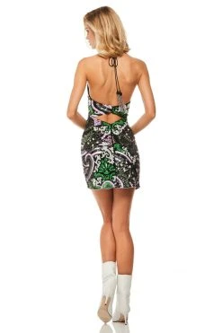 Sherri Hill - 52214 Halter Short Black Fitted Dress