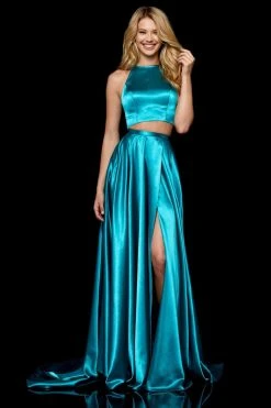 Sherri Hill - 52230 Two Piece Halter Charmeuse A Line Dress 13 Sherri Hill - 52230 Two Piece Halter Charmeuse A Line Dress
