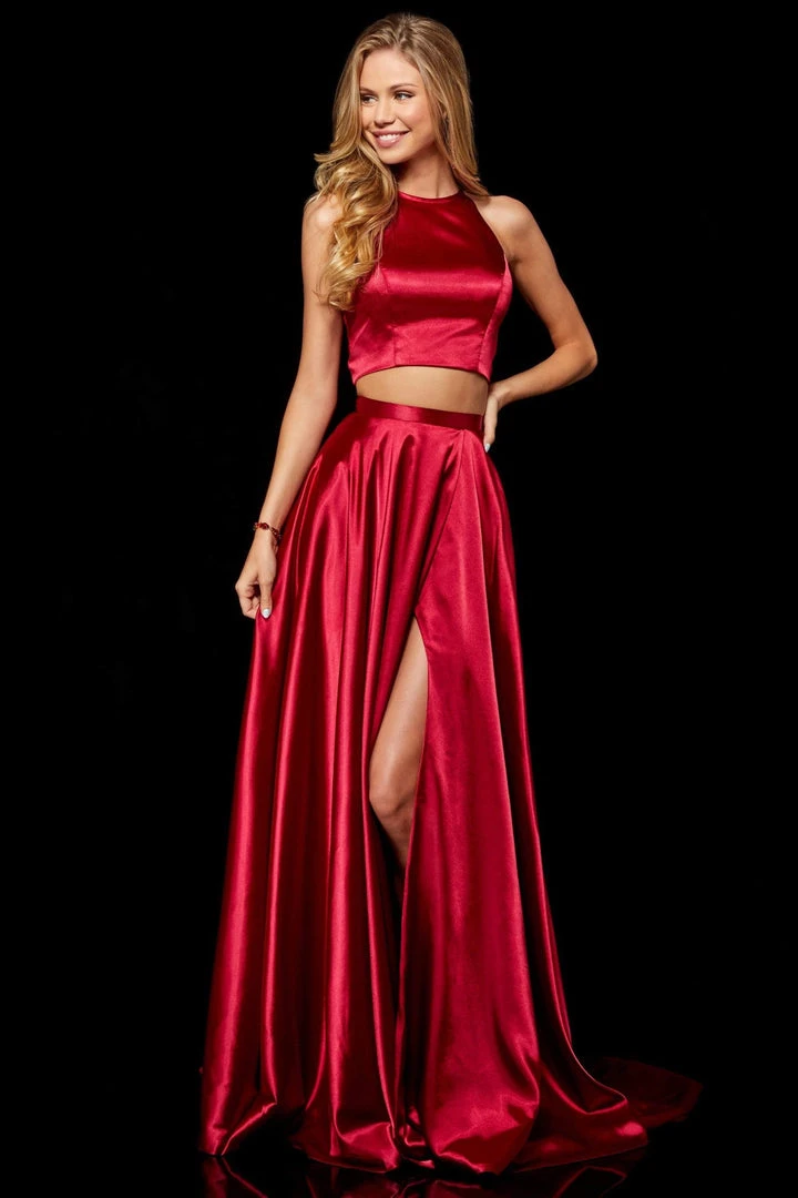 Sherri Hill - 52230 Two Piece Halter Charmeuse A Line Dress 5 Sherri Hill - 52230 Two Piece Halter Charmeuse A Line Dress